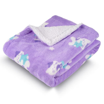 Mee Mee Soft Double Layered Baby Blanket with Cat Printed  Ultimate Comfort for Newborns (100 CM X 140 CM) 012 Months (Purple)