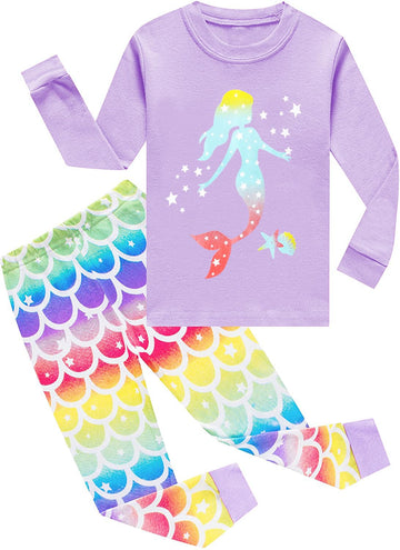 Little Girls Pajamas Long Sleeve Unicorn Pajama 100% Cotton Toddler Kids 2 Pcs Pjs Sets Cute Cat Sleepwear Shirts Size 2-7T