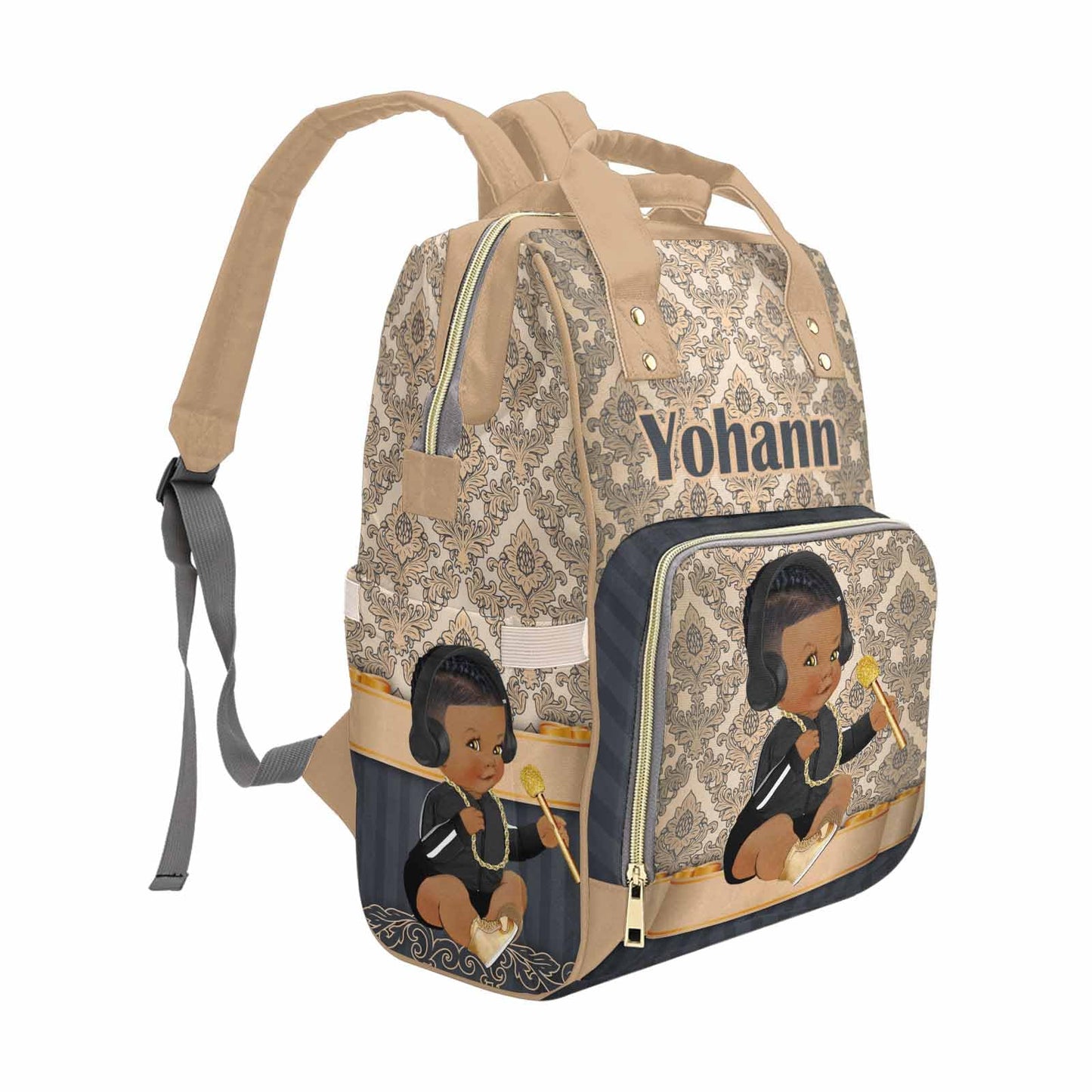M Yescustom Custom Diaper Backpack With Name, Crown Baby Backpacks For Dad Mom - Insulated Pockets, Portable Nappy Bags - Nurser