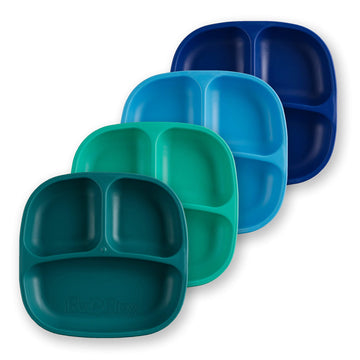 Re Play - 4 Pack 737 Divided Plates With Deep Sides For Baby, Toddler & Child Feeding  Bpa Free  Made In Usa From Eco Friendly R