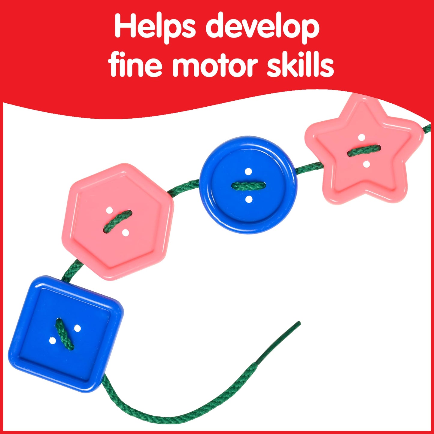 Edx Education - 13832 Large Buttons - Mini Jar - Lacing Activity - Sensory and Fine Motor Skill Development - Math Manipulative