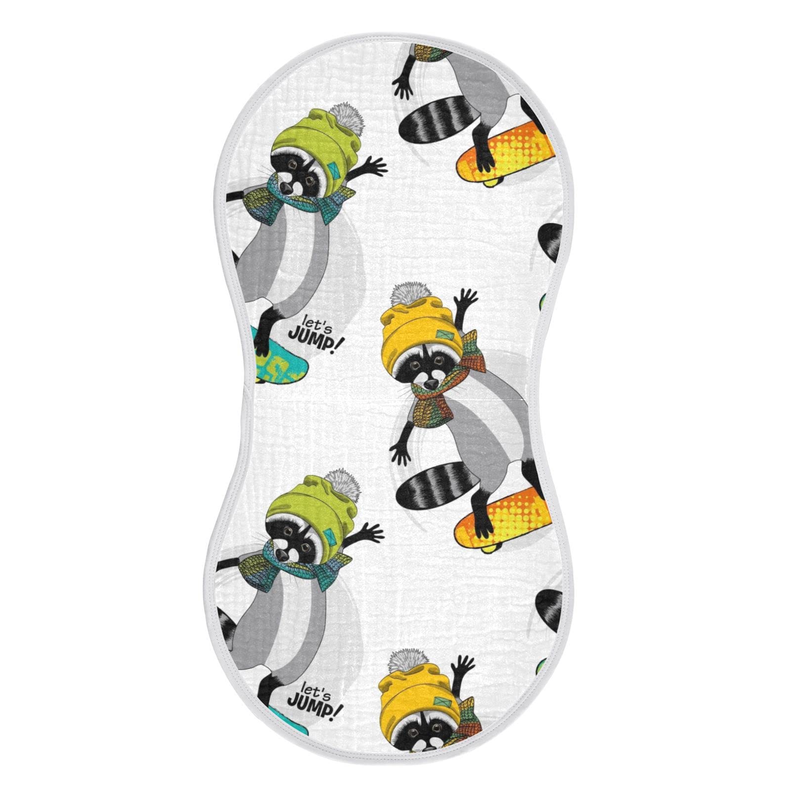 YYZZH Raccoon and Skateboard Pattern Muslin Burp Cloths for Baby 1 Pack 100% Cotton Baby Washcloths Bibs for Boy Girl