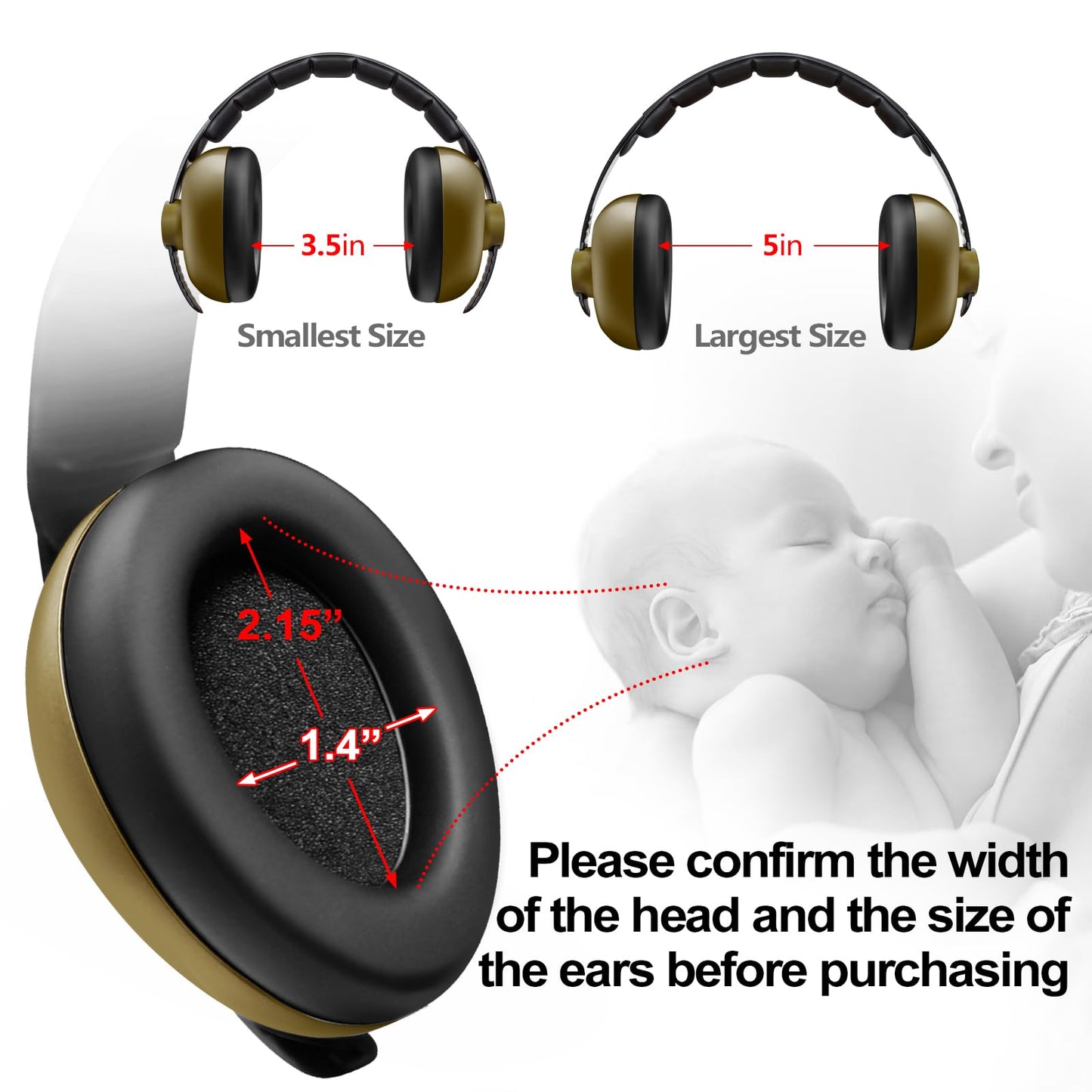Bbtkcare Baby Headphones - Infant Ear Protection For Babies | Baby Earmuffs Noise Cancelling Headphones 3-36 Months | Baby Trave
