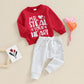 Fiomva Baby Boy Valentines Day Outfit Toddler Fall Sweatshirt Pants 2 Piece Set Infant Winter Jumper Top Clothes (P Valentines D