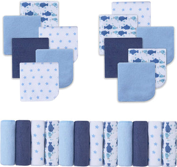 Viviland Baby Washcloths, Super Soft Baby Bath Towels For Newborn 24 Pack, Absorbent Face & Body Wash Cloth For Baby Boy, Whale