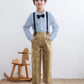 Baby Boys Clothes, Long Sleeves Dress Shirt And Suspender Khaki Pants Set Tuxedo Gentlemen Outfit With Bow Tie For Newborn Toddl