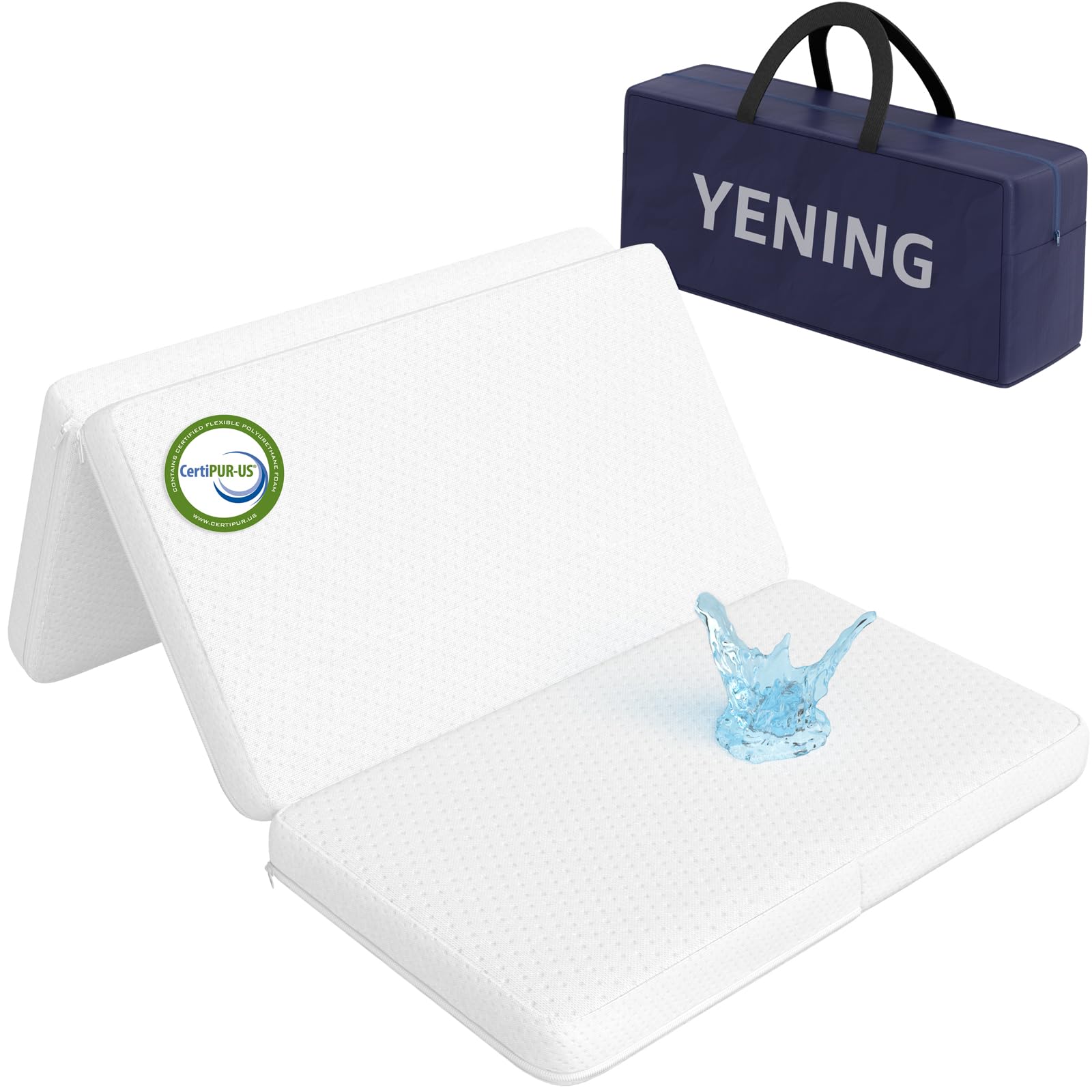 YENING Trifold Pack and Play Mattress Pad Foldable 38x26 Waterproof Baby Mattress for Pack N Play Matress Topper Breathable 1.25