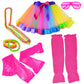 Miayon 6 In 1 80S Costume Accessories For Kids 1980S Fancy Outfits And Tutu Set For 80S Retro Theme Cosplay Party For Girl(Rainb