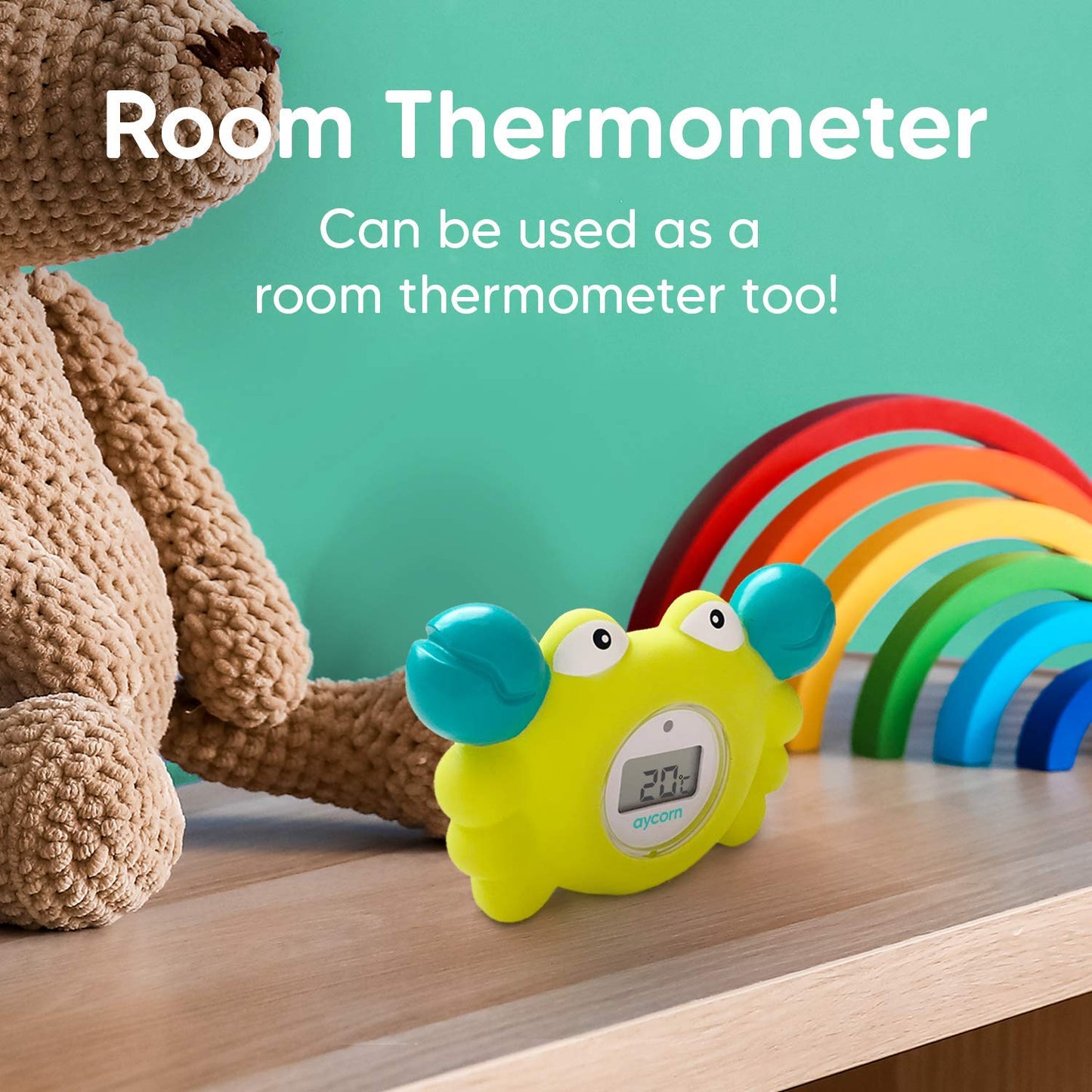 Aycorn Digital Baby Bath & Room Thermometer - Fahrenheit with LED Display & Temperature Warning - Infant Baby Bath Toys Floating