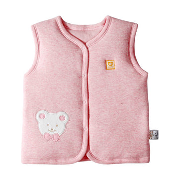 Monvecle Baby Cotton Warm Vests Unisex Infant to Toddler Padded Waistcoat Pink Bear 18-24M