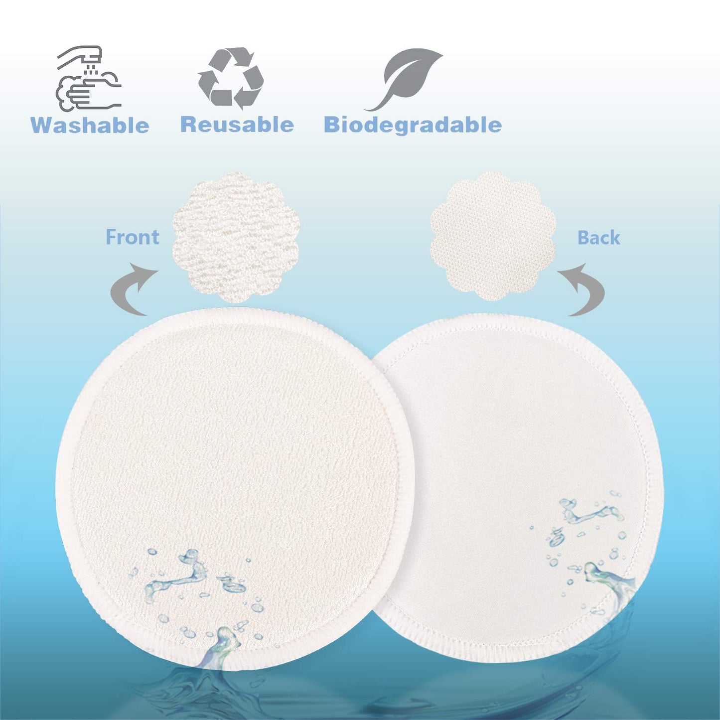 Phogary 14Pcs Washable Nursing Pads, Reusable Organic Bamboo Breast Pads With Laundry Bag And Storage Bag - Soft, Absorbent, Hyp