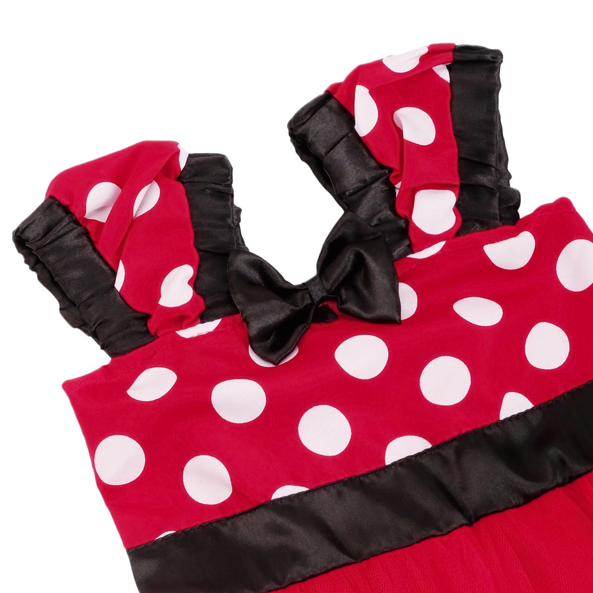 Ibtom Castle Toddlers Girls' Polka Dots Christmas Birthday Princess Leotard Costume Tutu Dress Up Bows Ears Headband Red+ 3D Ear