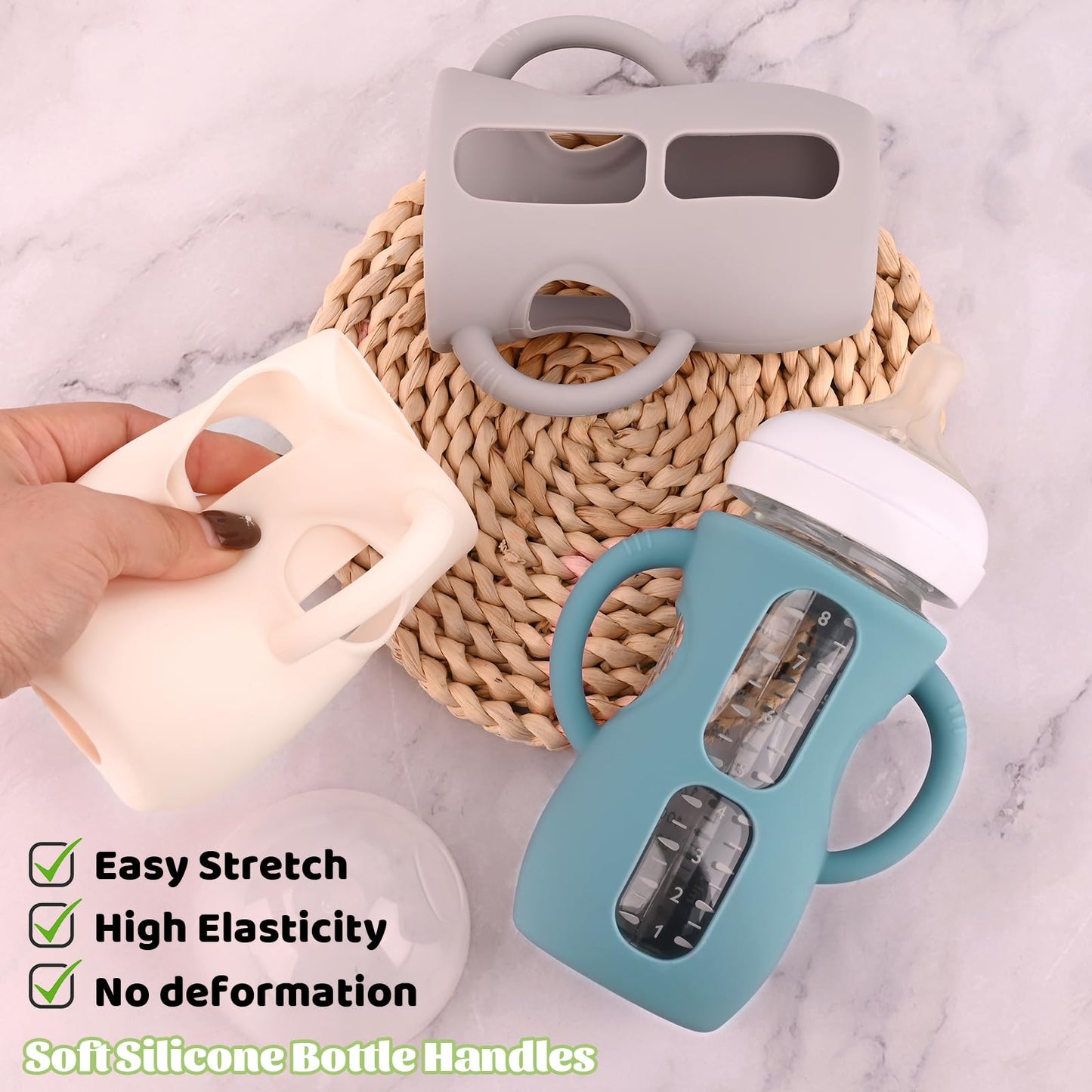 3 Pack Silicone Sleeves With Handles For Avent Natural Glass Baby Bottles, Anti Breakage Baby Bottle Holder, Compatible Philips