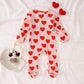 Gliglittr Newborn Infant Baby Girl Valentine'S Day Romper Long Sleeve Bodysuit Cute Heart Print Ribbed Onesie Jumpsuit(Pink1,9-1