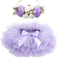 Bgfks Baby Girls Soft Fluffy Tutu Skirt With Diaper Cover,Toddler Girl Tutu Skirt Sets With Flower Headband Purple