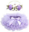 Bgfks Baby Girls Soft Fluffy Tutu Skirt With Diaper Cover,Toddler Girl Tutu Skirt Sets With Flower Headband Purple