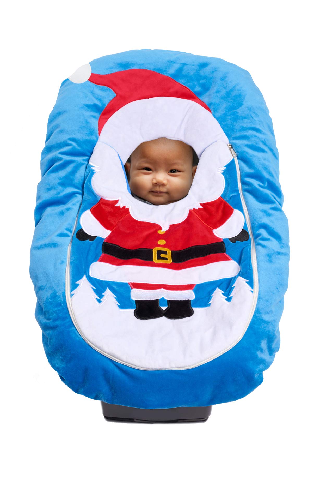 Car Seat Cuties, Baby Car Seat Cover, Stretchy Universal Fit Infant Car Seat CarrierCover for Baby Boys and Girls, Soft & Warm Baby Blanket StyleCar SeatCover, Infant Costume (Santa)