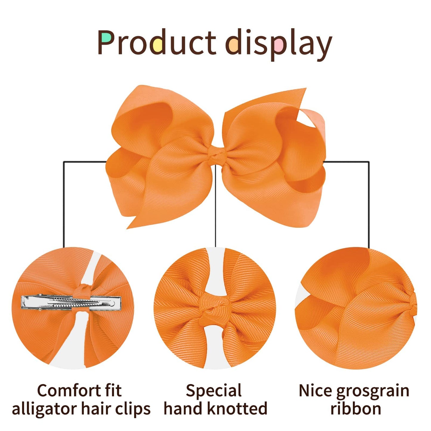 Oaoleer 40Pcs 4.5' Hair Bows Clips Grosgrain Ribbon Bows Hair Alligator Clips Hair Barrettes Hair Accessories For Baby Girls In