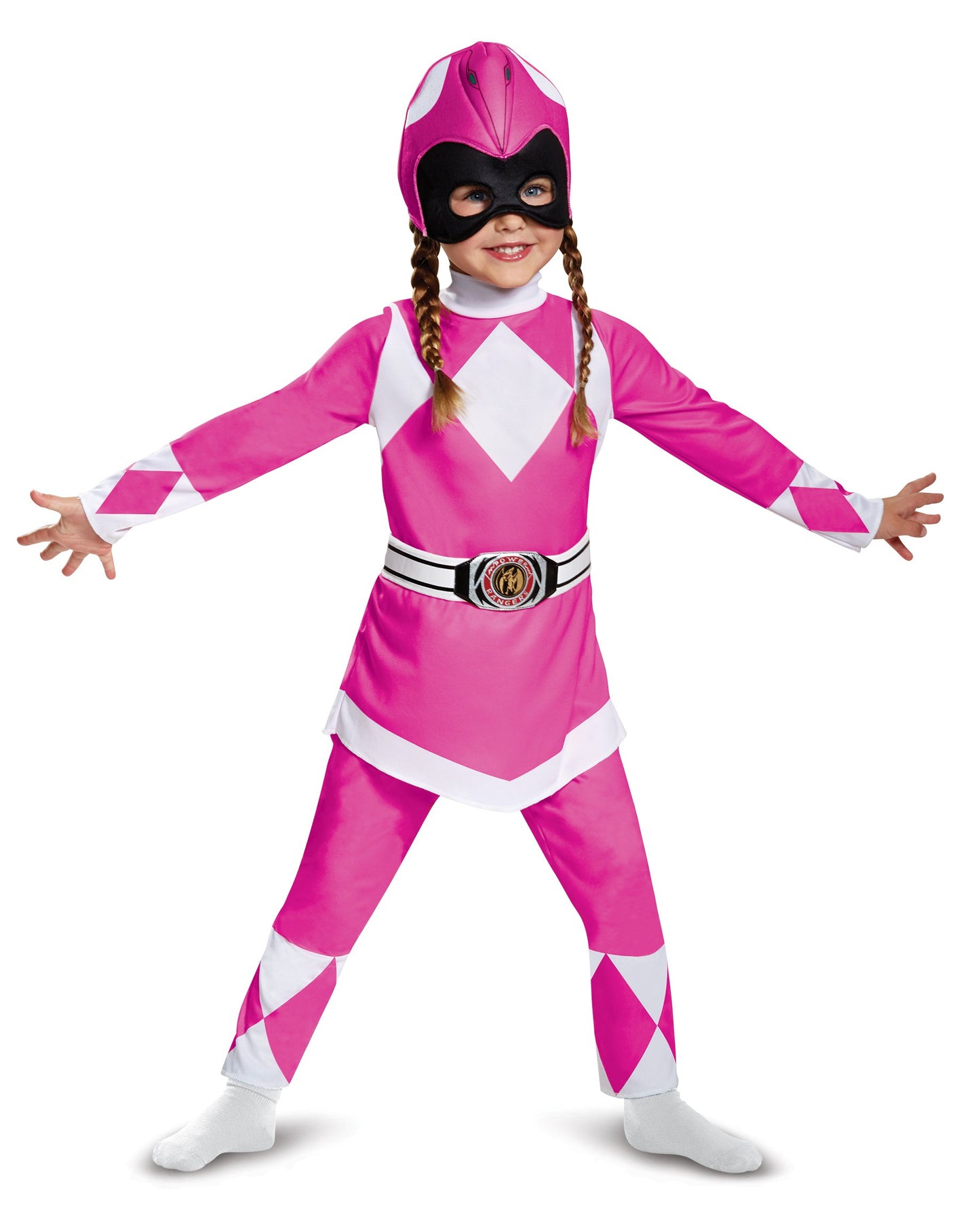 Disguise Pink Ranger Toddler Classic Child Costume, Pink, Medium/(3T-4T)