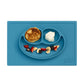Ezpz Happy Mat - 24 Months+ (Blue) - 100% Silicone Suction Plate With Built-In Placemat For Toddlers + Preschoolers - Divided To