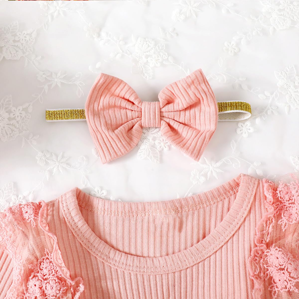 Aslaylme Baby Girl First Birthday Outfit One Year Old Birthday Clothes 1St Birthday Romper (Pink-Long,12-18 Months)