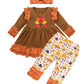 Toddler Thanksgiving Baby Girl Outfit Turkey Tutu Dress + Printing Pants + Headband 3Pc Outfits Set 12-18M Brown