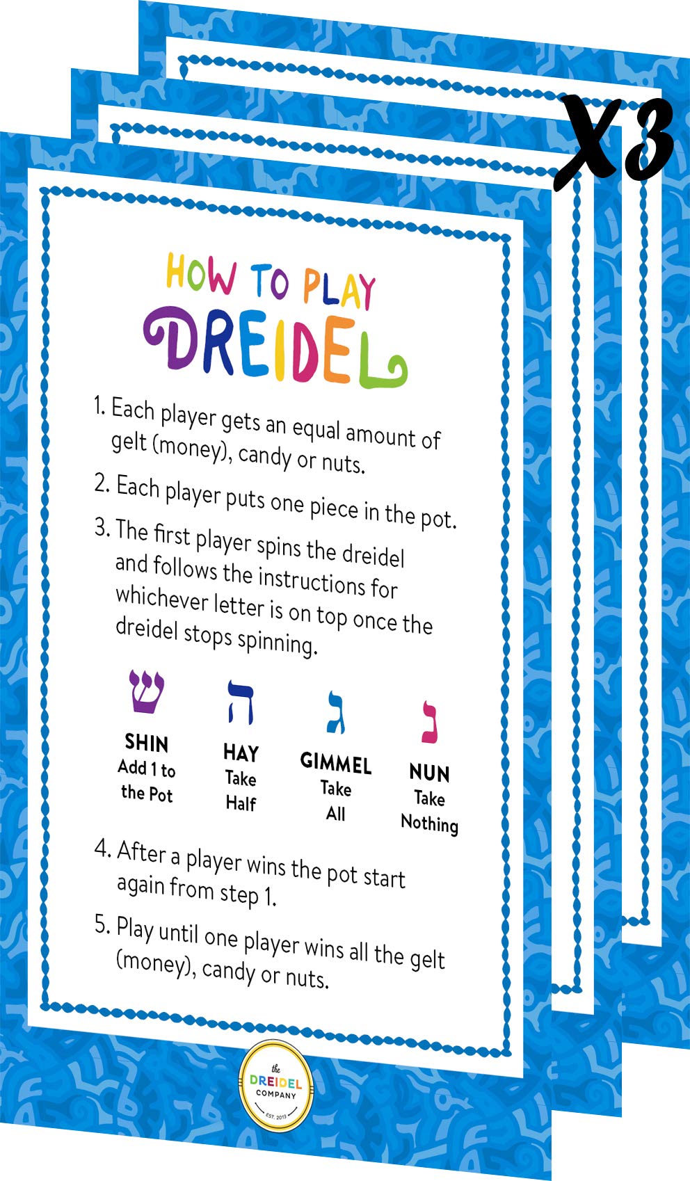 The Dreidel Company Hanukkah Blue And White Plastic Dreidel (30-Pack)