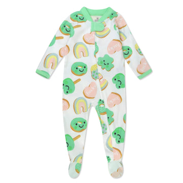 Honestbaby Baby Celebration Sleep & Play Footed One-Piece Pajama Sleeper 100% Organic Cotton, Shamrock Sweetness