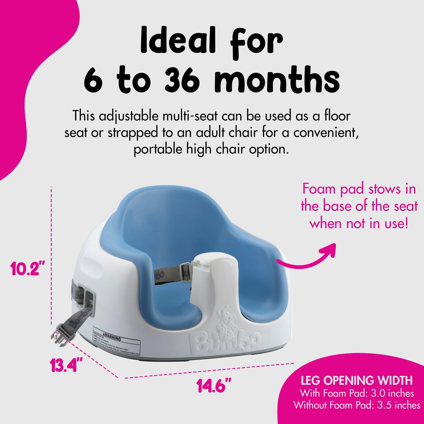 Bumbo Multi Seat - Portable 3-In-1 Baby Booster Chair With Tray, Highchair, And Floor Seat For Feeding, Sitting Support, And Pla