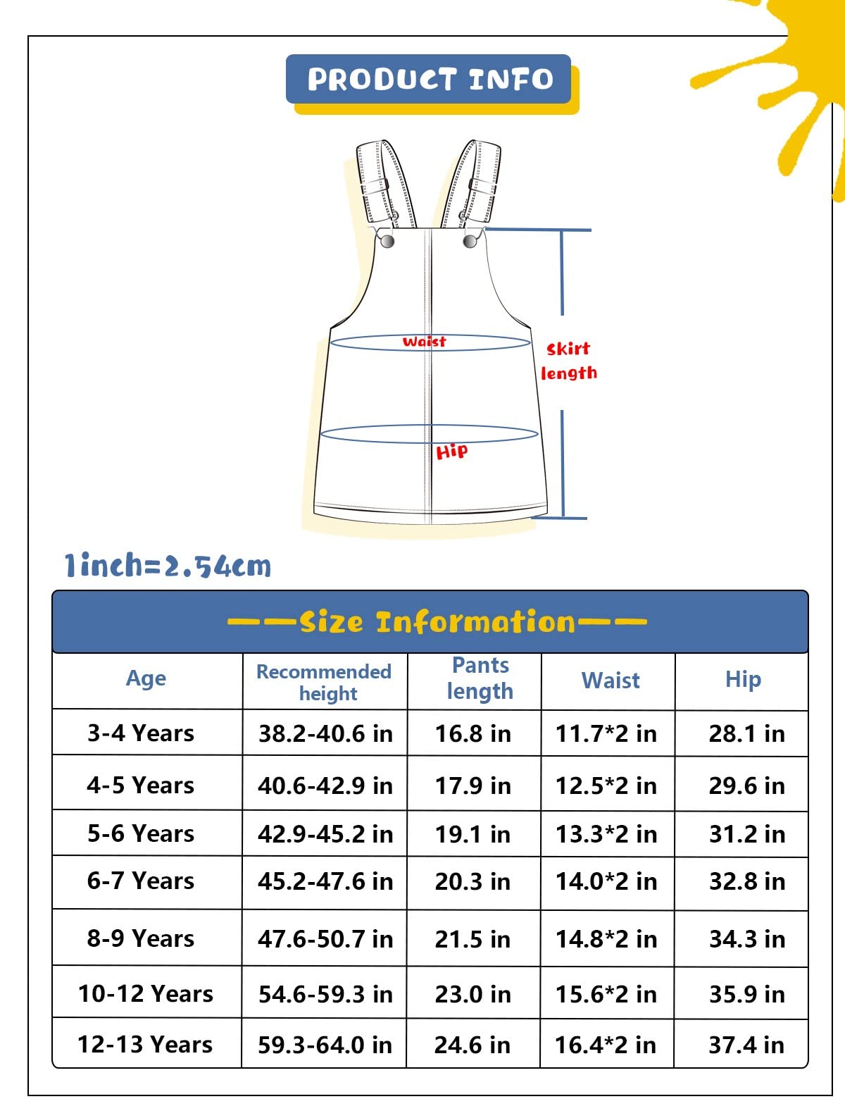 Kidscool Space Girls Bibs Pocket Adjustable Straps Casual Jean Overall Dress,Blue,6-7 Years