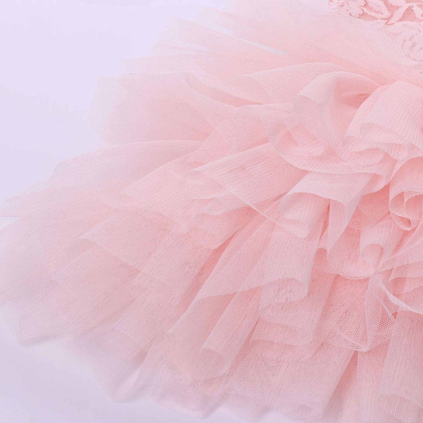 Cilucu Baby Girls Dress Toddler Kids Party Dress Tutu Pageant Lace Dresses Gown For Flower Girl Baby Birthday Pink Peach 4T-5T