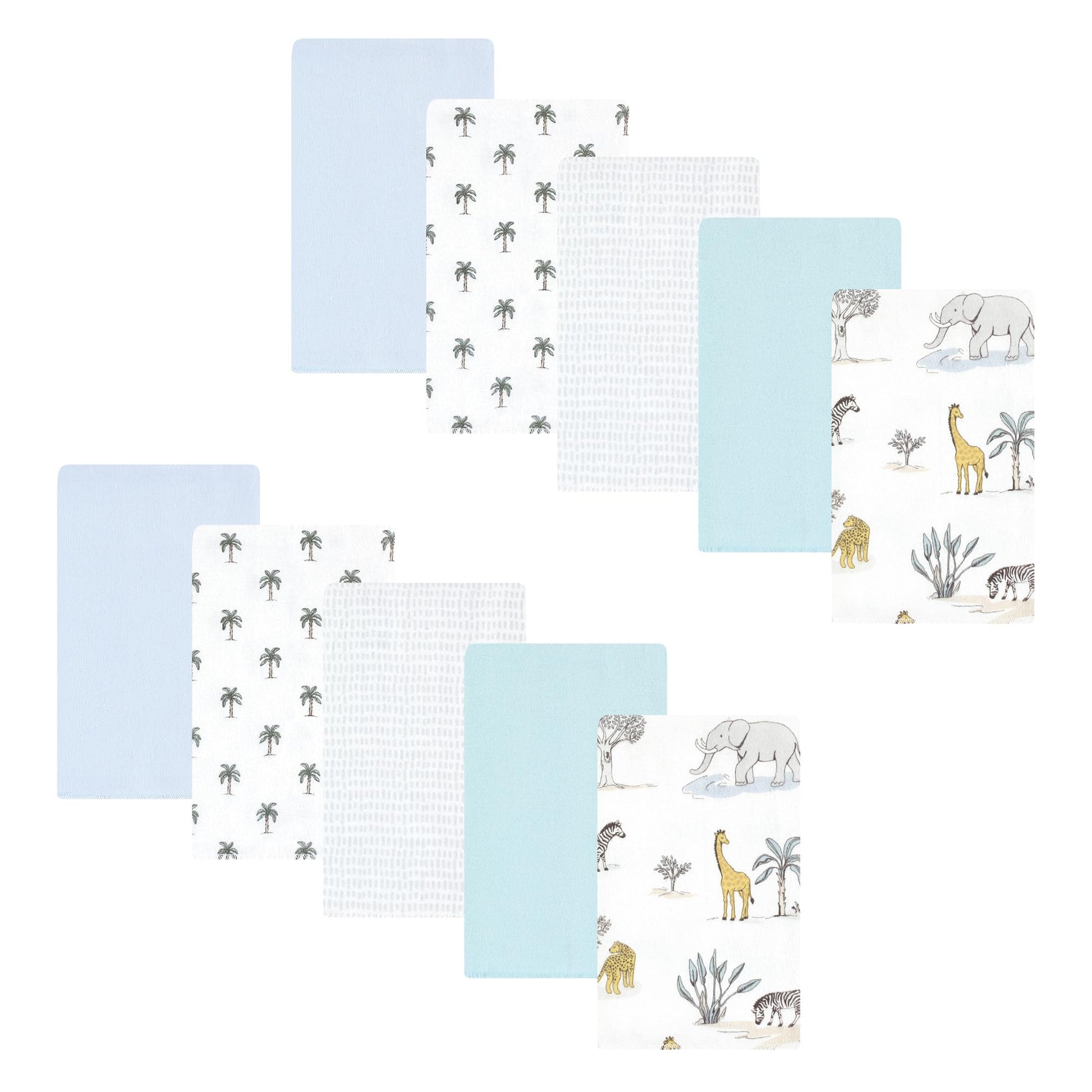Hudson Baby Unisex Baby Cotton Flannel Burp Cloths 10-Pack, Boy Safari World, One Size