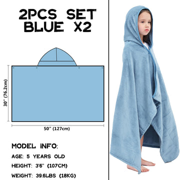 Hiturbo 2Pcs Kids Hooded Towel: Soft Plush Fleece Blanket - 50'X30' Swim Cover Up - Pool Beach Bath Towel Wrap For 3-12 Yrs (N