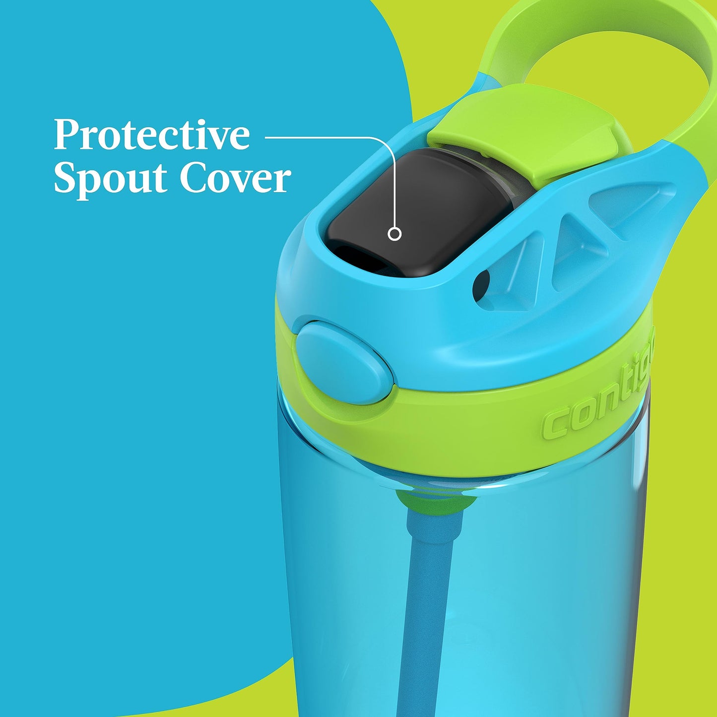 Contigo Kids 20Oz 2-Pack Aubrey Water Bottles With Cleanable Silicone Straw, Spill-Proof Lid, Dishwasher Safe, Blue Raspberry/Co