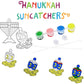 The Dreidel Company Hanukkah Sun Catcher - Stained Glass Look - Paint Your On Menorah And Dreidel - Fun And Educational (3-Pack)
