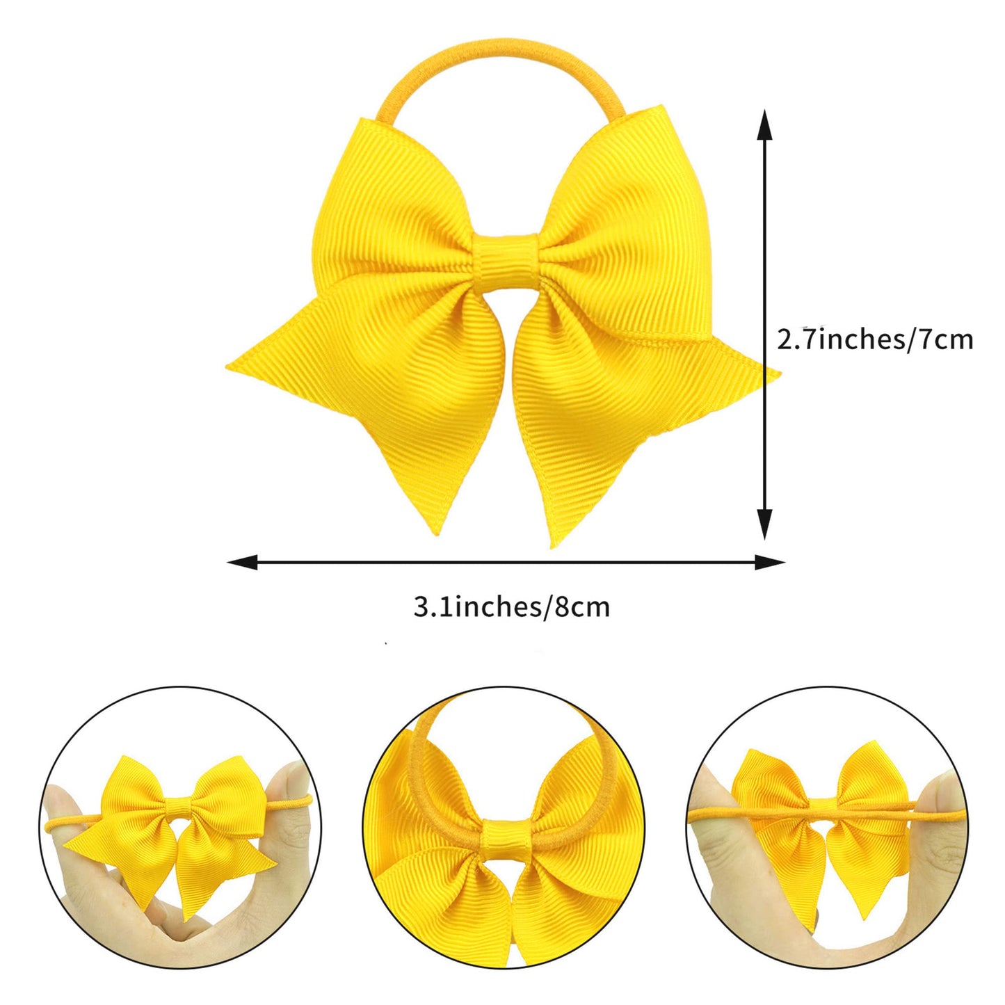 Lddcx Baby Girls' Hair Ties With Bows For Toddler Ponytail Holders Small Hair Ties (Yellow, 2Pcs)