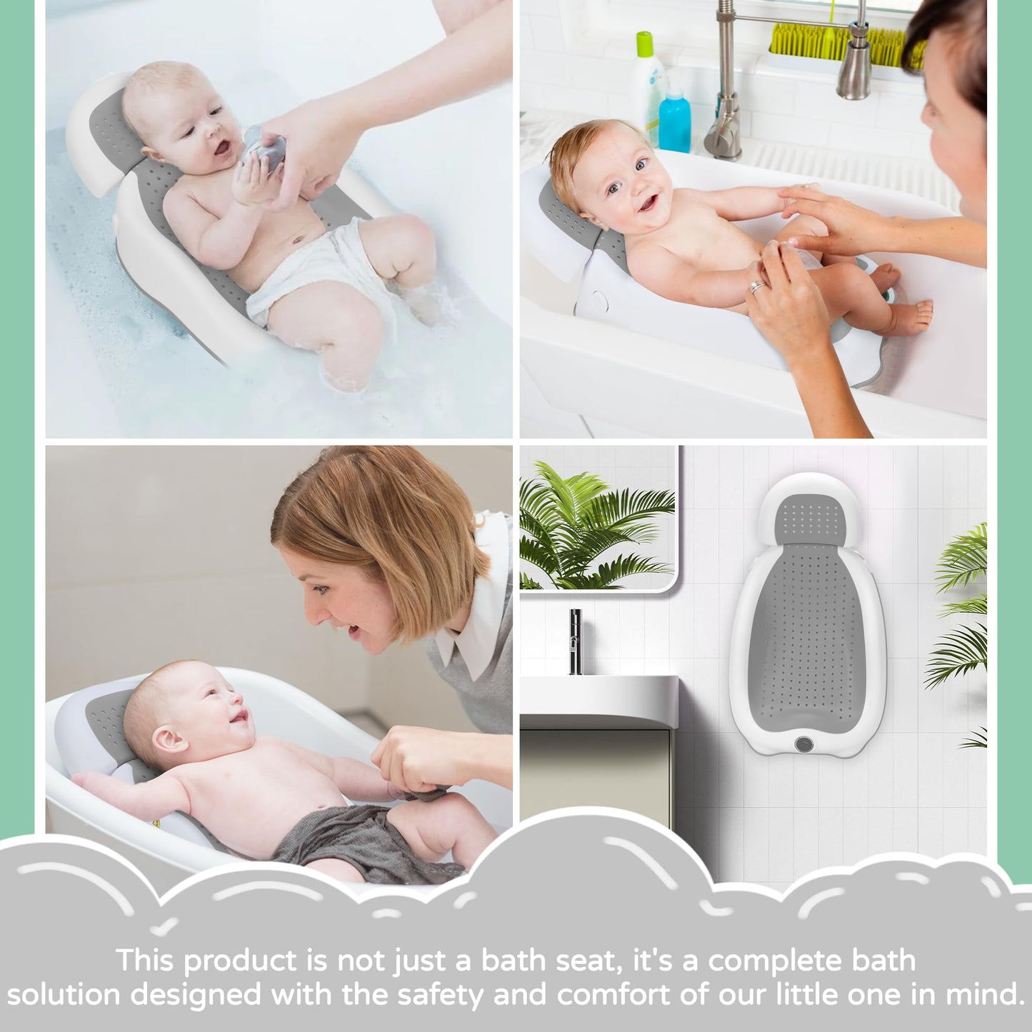 Babove Baby Bath Support | Newborn Bathtub,Ideal For Babies Less Than 6 Months Old With Thermometer Baby Bather, Baby Tubs For B