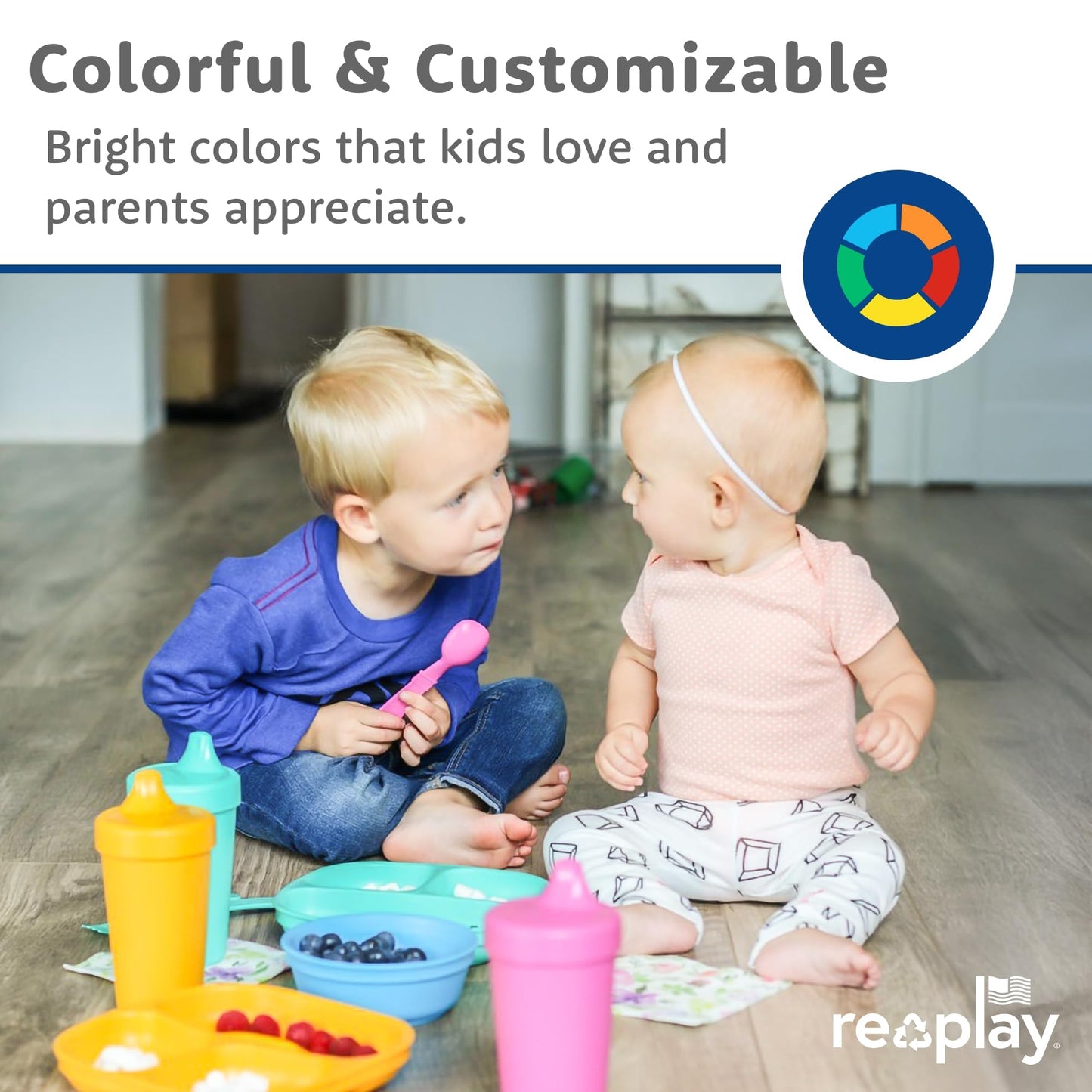 Re Play 7' Divided Toddler 3 Pack Plates With Deep Sides And Three Compartments For Easy Self Feeding - Bpa Free - Dishwasher S