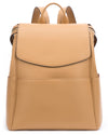 Mia + Sophia Leather Diaper Bag Backpack With Changing Pad, Stroller Straps, Bottle Holder (Brown Olivia)