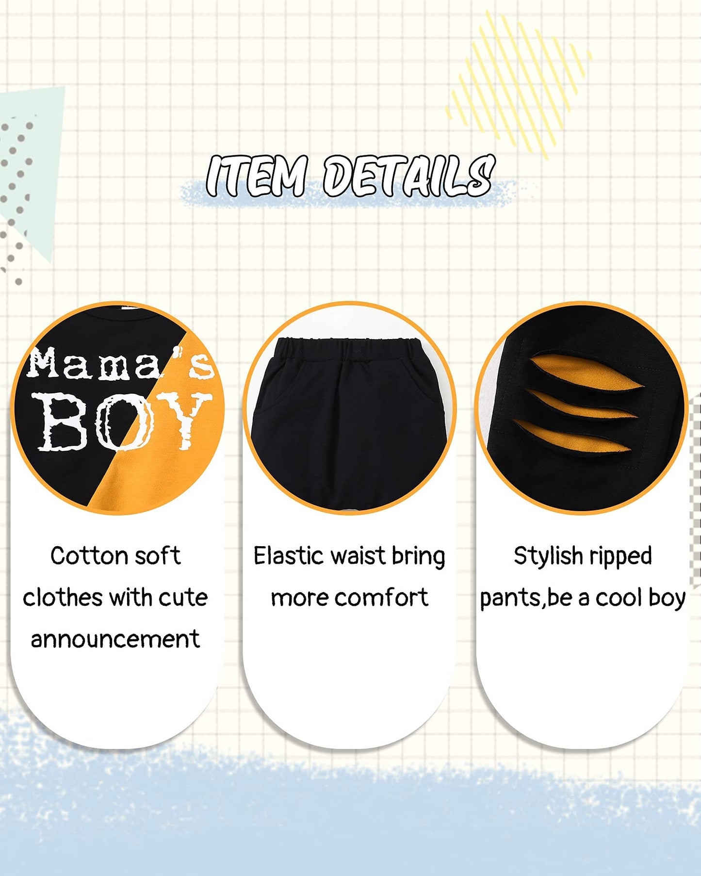 3T Boy Clothes 2T Toddler Boy Clothes Fall Winter Outfits Cotton Color Block Sweatshirt Long Pants Cute Baby Boys Clothes Set 2