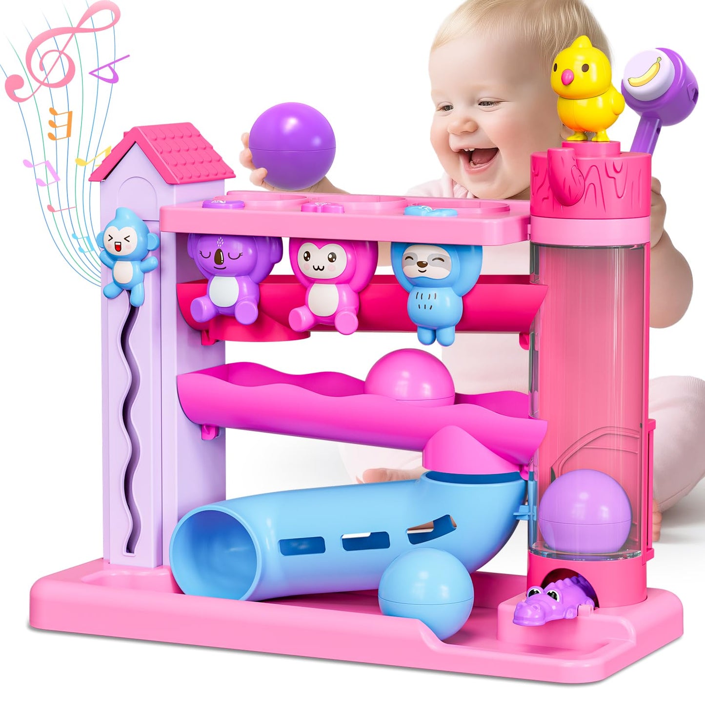 Musical Toddler Toys for 1 2 3 Years Old, Educational Baby Toys 12-18 Months with Bilingual Toddler Learning, Interactive Toys f