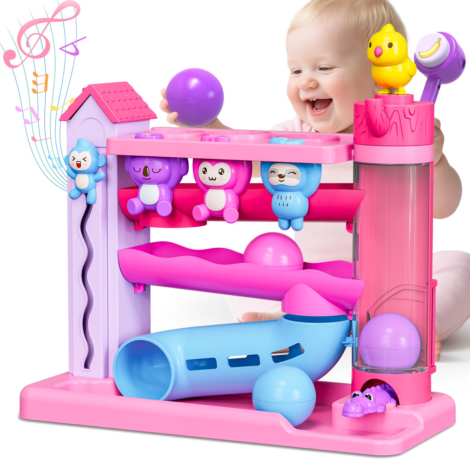 Musical Toddler Toys for 1 2 3 Years Old, Educational Baby Toys 12-18 Months with Bilingual Toddler Learning, Interactive Toys f
