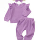 2T Baby Girl Clothes Top Pants Set Cotton Baby Girl Outfit Toddler Baby Girls' Clothing Cute Baby Girl Gifts Purple 3T Girls Clo