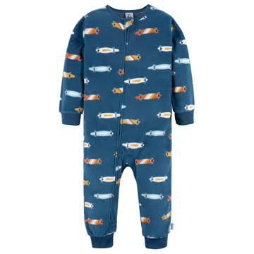Gerber Baby Boys Flame Resistant Fleece Footless Pajamas 3-Pack And Toddler Sleepers, Skateboard/Guitars, 5T Us