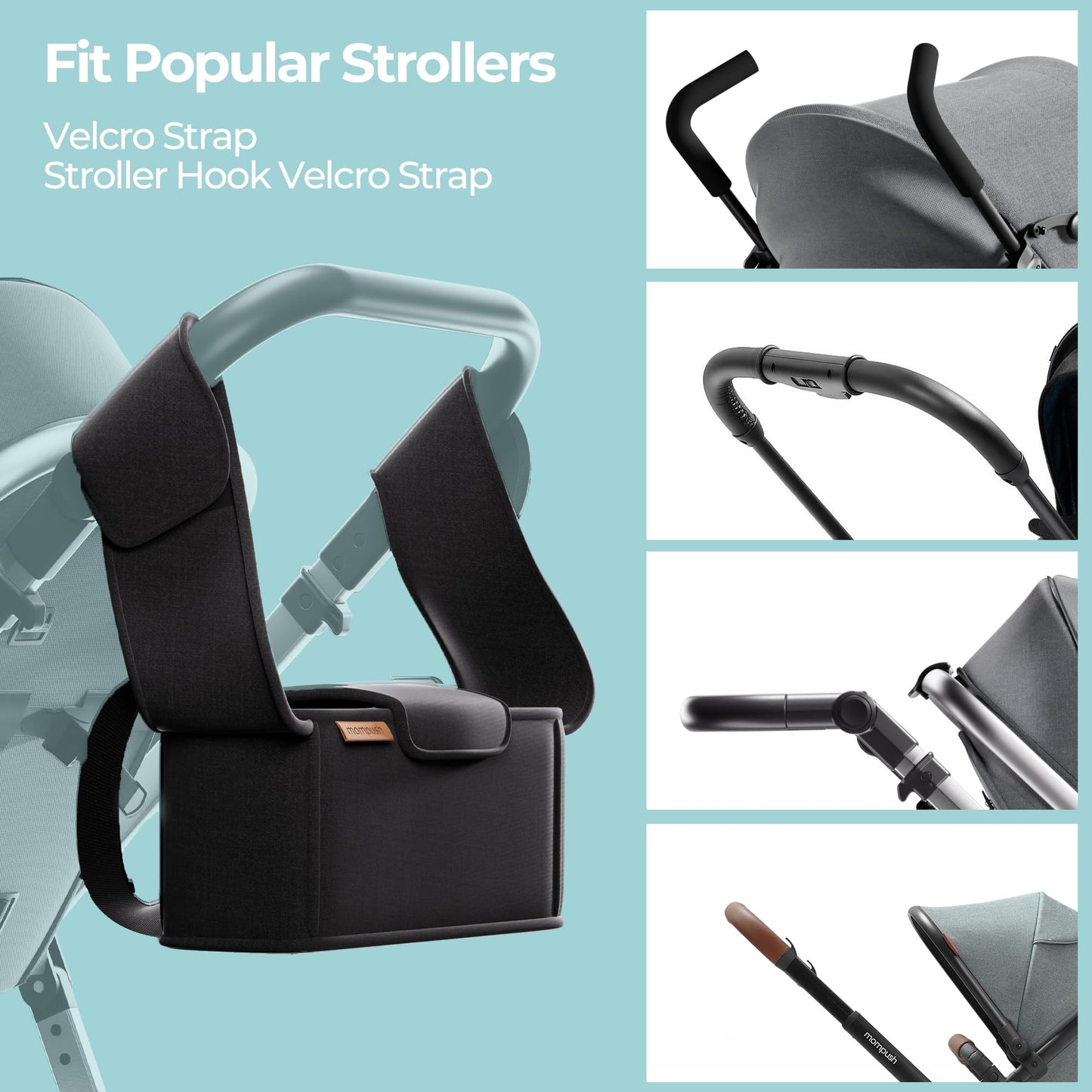 Mompush Stroller Organizer With Shoulder Strap, Large Storage Space And Cup Holder, Stroller Accessories Fits For Popular Stroll