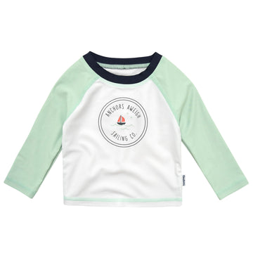 Gerber Baby Boy'S Toddler Long Sleeved Rashguard Swim Bathing Suit Set, Blue Sailboat, 5T