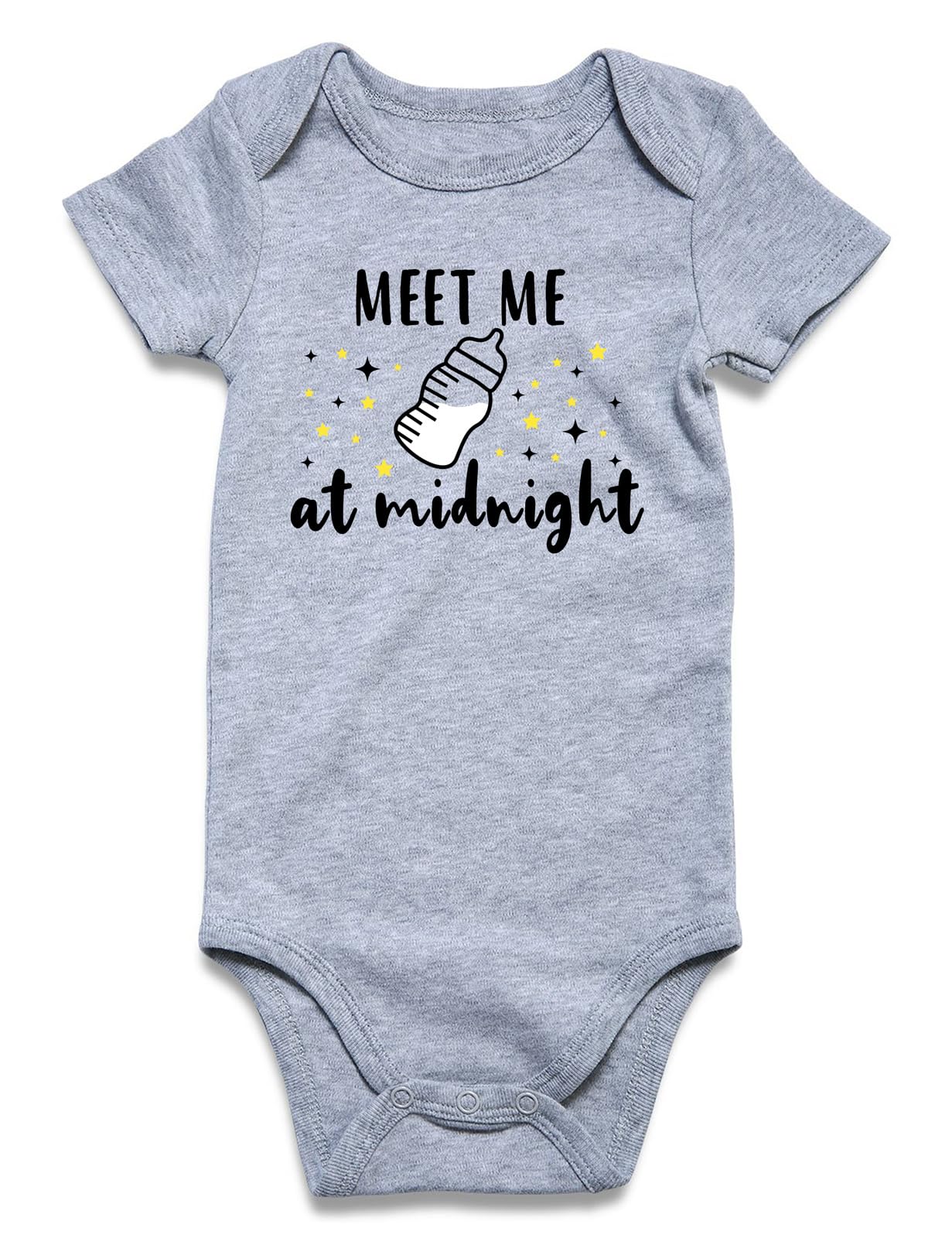 Funnycokid Unisex Newborn Clothes Meet Me At Midnight Bottle Baby Outfits Gender Neutral Baby Onsies 3-6 Months Announcement Bod