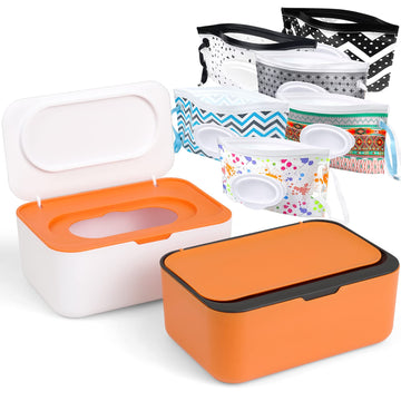 8Pcs Baby Wipes Dispenser, Reusable Baby Wipe Holder Box And Portable Wet Wipes Pouch, Refillable Wipes Pouch Case Container Wit