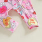 Lamuusaa Newborn Baby Girl Valentines Day Outfit Heart Long Sleeve Romper Zipper Bodysuit Jumpsuit With Headband (Pink, 3-6 Mont