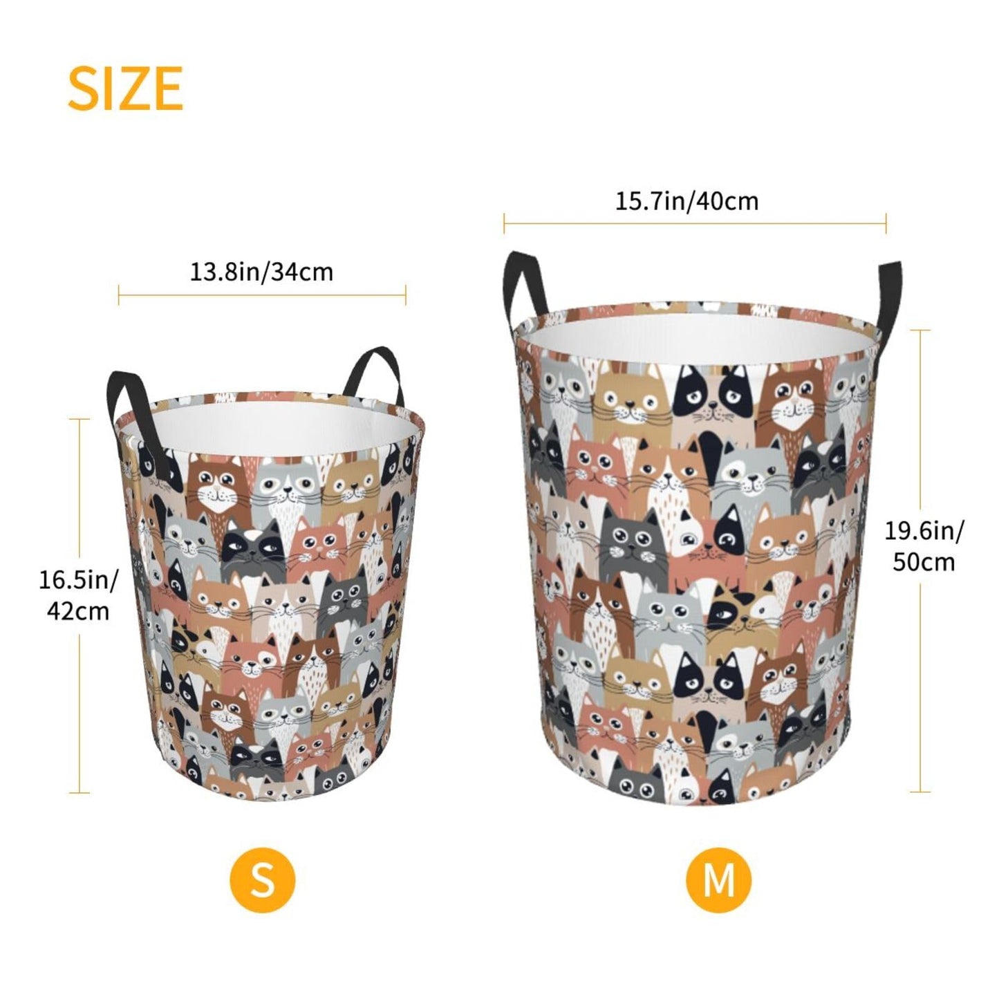 Gbuzozie Funny Cartoon Cats Round Laundry Hamper Storage Basket Toys Clothes Organizer Bin For Home Bathroom Bedroom Dorm Nurser